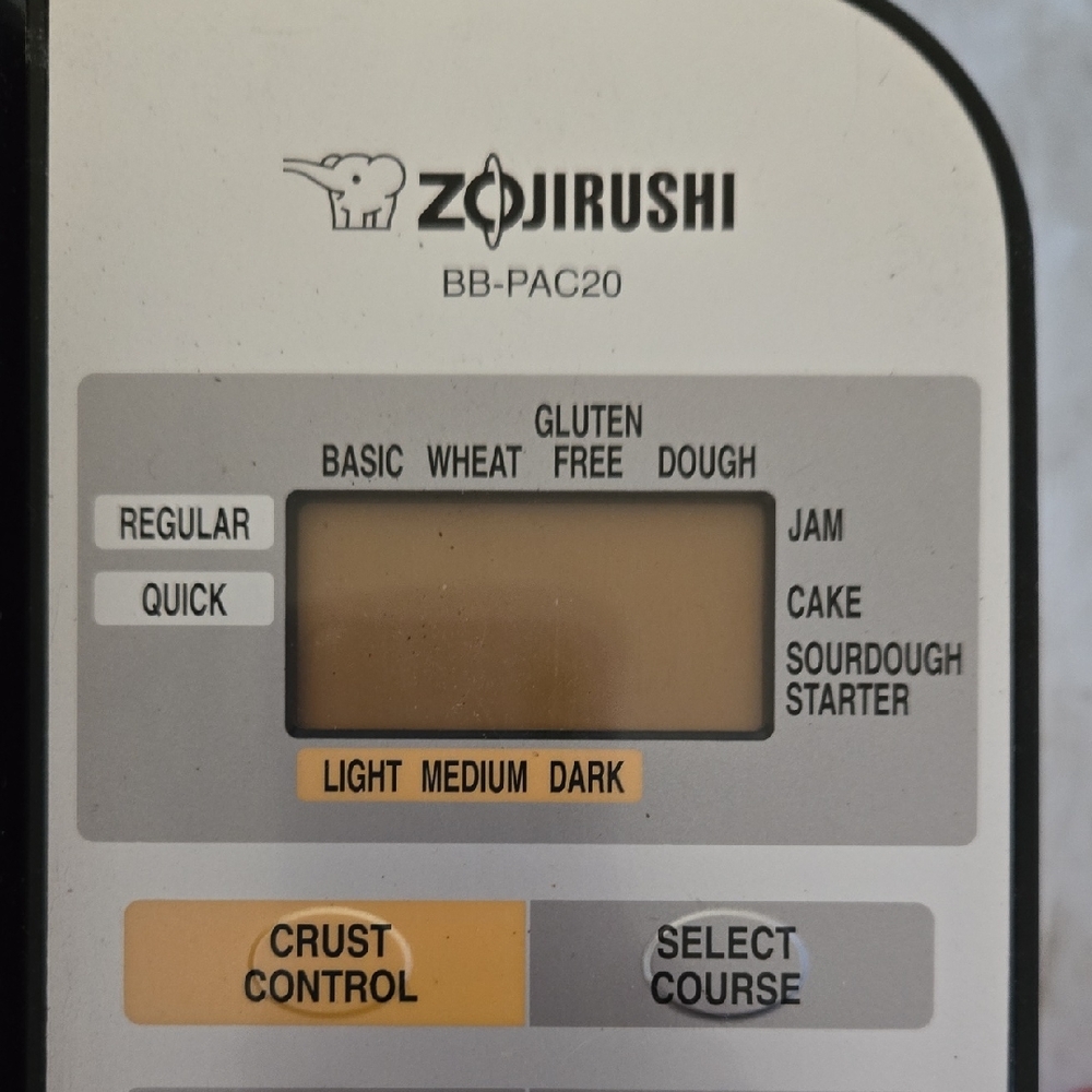 Zojirushi BB-PAC20 Bread Machine Control Panel - White/Gray